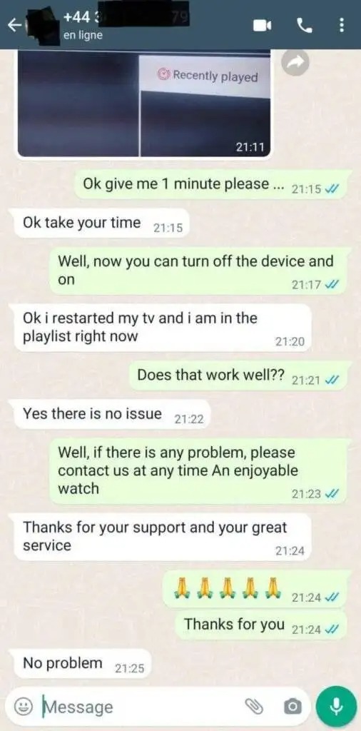 Satisfied customer review on IPTV service